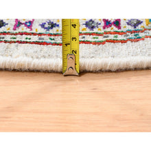 Load image into Gallery viewer, 6&#39;x6&#39; Round Colorful Wool And Sari Silk Sarouk Mir Inspired With Small Boteh Design Hand Knotted Oriental Rug FWR373974
