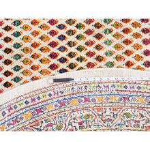 Load image into Gallery viewer, 6&#39;x6&#39; Round Colorful Wool And Sari Silk Sarouk Mir Inspired With Small Boteh Design Hand Knotted Oriental Rug FWR373974