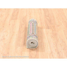 Load image into Gallery viewer, 2&#39;7&quot;x8&#39;1&quot; Colorful Wool And Sari Silk Sarouk Mir Inspired With Repetitive Boteh Design Hand Knotted Oriental Runner Rug FWR373986