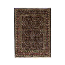 Load image into Gallery viewer, 5&#39;2&quot;x7&#39;1&quot; Hand Knotted Midnight Blue All Over Herat Fish Design Handspun Wool Oriental Rug FWR374046