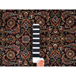 5'2"x7'1" Hand Knotted Midnight Blue All Over Herat Fish Design Handspun Wool Oriental Rug FWR374046