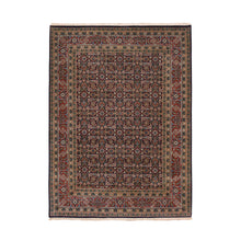 Load image into Gallery viewer, 5&#39;1&quot;x7&#39;1&quot; Midnight Blue All Over Herat Fish Design Hand Knotted Hand Spun Wool Oriental Rug FWR374052