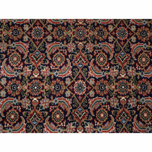 5'1"x7'1" Midnight Blue All Over Herat Fish Design Hand Knotted Hand Spun Wool Oriental Rug FWR374052