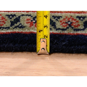 5'1"x7'1" Midnight Blue All Over Herat Fish Design Hand Knotted Hand Spun Wool Oriental Rug FWR374052