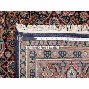 5'1"x7'1" Midnight Blue All Over Herat Fish Design Hand Knotted Hand Spun Wool Oriental Rug FWR374052