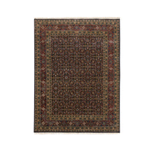 Load image into Gallery viewer, 5&#39;1&quot;x7&#39;1&quot; Hand Spun Wool Midnight Blue All Over Herat Fish Design Hand Knotted Oriental Rug FWR374058