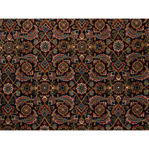 5'10"x5'10" Hand Spun Wool Midnight Blue All Over Herat Fish Design Hand Knotted Oriental Round Rug FWR374106