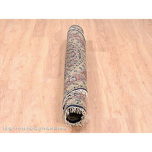 Load image into Gallery viewer, 5&#39;10&quot;x5&#39;10&quot; Hand Spun Wool Midnight Blue All Over Herat Fish Design Hand Knotted Oriental Round Rug FWR374106