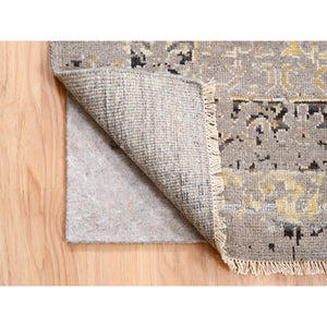 9'x11'10" Beige Textured Wool Geometric Persian Design With Earth Tone Colors Hand Knotted Oriental Rug FWR374112
