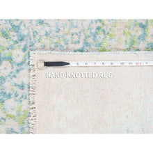 Load image into Gallery viewer, 5&#39;x7&#39; Ivory With Touch Of Green Pure Silk With Wool Hand Knotted Oriental Rug FWR374124