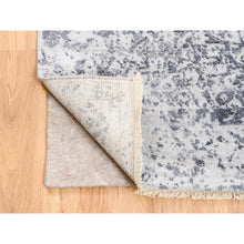 Load image into Gallery viewer, 4&#39;1&quot;x10&#39; Broken Persian Design Wool And Pure Silk Grey Hand Knotted Oriental Wide Gallery Runner Rug FWR374130