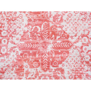 12'2"x15' Oversize Pink Broken Persian Design Wool And Pure Silk Hand Knotted Oriental Rug FWR374136