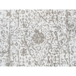 2'7"x10' Grey Broken Persian Design Wool And Pure Silk Hand Knotted Oriental Runner Rug FWR374166