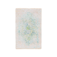 Load image into Gallery viewer, 3&#39;1&quot;x5&#39; Pure Silk With Ivory With Touch Of Green Wool Hand Knotted Oriental Rug FWR374172