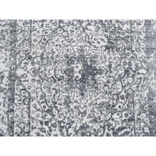 Load image into Gallery viewer, 4&#39;1&quot;x12&#39;1&quot; Grey Wool And Pure Silk Broken Persian Design Hand Knotted Oriental Wide Gallery Size Runner Rug FWR374202