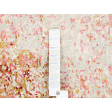 Load image into Gallery viewer, 3&#39;1&quot;x4&#39;10&quot; Hand Knotted Pink Wool and Pure Silk Medallion Erased Persian Design Oriental Rug FWR374232