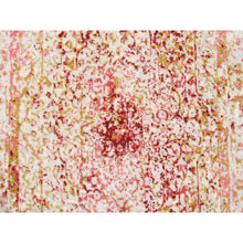 Load image into Gallery viewer, 3&#39;1&quot;x4&#39;10&quot; Hand Knotted Pink Wool and Pure Silk Medallion Erased Persian Design Oriental Rug FWR374232