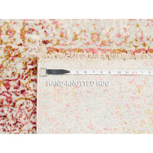 Load image into Gallery viewer, 3&#39;1&quot;x4&#39;10&quot; Hand Knotted Pink Wool and Pure Silk Medallion Erased Persian Design Oriental Rug FWR374232