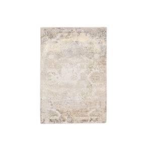 3'x5' Hand Knotted Beige Modern Wool And Silk Oriental Rug FWR374586