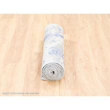 Load image into Gallery viewer, 2&#39;7&quot;x8&#39; Beige With Touches Of Blue Modern Wool And Silk Hand Knotted Oriental Rug FWR374604