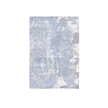 Load image into Gallery viewer, 3&#39;1&quot;x5&#39;1&quot; Wool and Silk Gray and Silver Blue Abstract Design Hand Knotted Modern Oriental Rug FWR374610