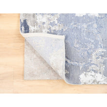 Load image into Gallery viewer, 3&#39;1&quot;x5&#39;1&quot; Wool and Silk Gray and Silver Blue Abstract Design Hand Knotted Modern Oriental Rug FWR374610