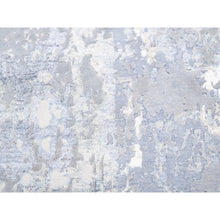 Load image into Gallery viewer, 3&#39;1&quot;x5&#39;1&quot; Wool and Silk Gray and Silver Blue Abstract Design Hand Knotted Modern Oriental Rug FWR374610