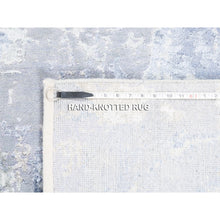 Load image into Gallery viewer, 3&#39;1&quot;x5&#39;1&quot; Wool and Silk Gray and Silver Blue Abstract Design Hand Knotted Modern Oriental Rug FWR374610