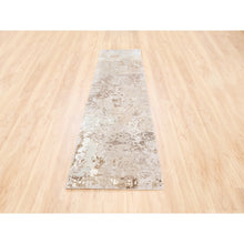 Load image into Gallery viewer, 2&#39;9&quot;x10&#39; Beige With A Mix Of Brown Modern Wool And Silk Hand Knotted Oriental Runner Rug FWR374622