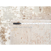Load image into Gallery viewer, 2&#39;9&quot;x10&#39; Beige With A Mix Of Brown Modern Wool And Silk Hand Knotted Oriental Runner Rug FWR374622