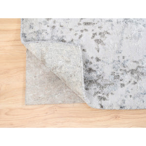 2'9"x10' Gray Modern Wool And Silk Hand Knotted Oriental Runner Rug FWR374628