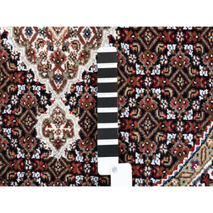 4'1"x4'1" Black Tabriz Mahi Fish Medallion Design Wool Hand Knotted Oriental Rug FWR374670