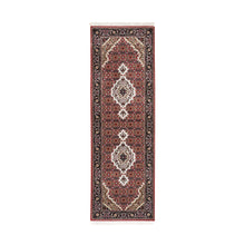 Load image into Gallery viewer, 2&#39;x6&#39;1&quot; Wool Red Tabriz Mahi Fish Medallion Design Hand Knotted Oriental Runner Rug FWR374772