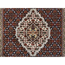 Load image into Gallery viewer, 3&#39;1&quot;x5&#39;3&quot; Wool Fish Medallion Design Tabriz Mahi Black Hand Knotted Oriental Rug FWR374886