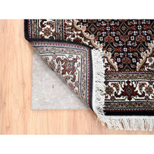 Load image into Gallery viewer, 2&#39;10&quot;x5&#39; Tabriz Mahi Fish Medallion Design Wool Hand Knotted Black Oriental Rug FWR374892