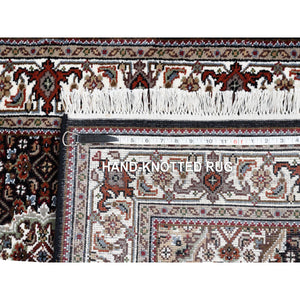 2'10"x5' Tabriz Mahi Fish Medallion Design Wool Hand Knotted Black Oriental Rug FWR374892