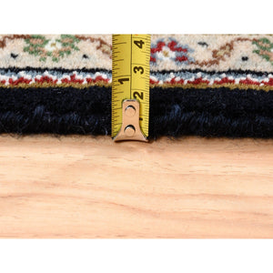 3'10"x6' Hand Knotted Black Tabriz Mahi Fish Medallion Design Wool Oriental Rug FWR374928