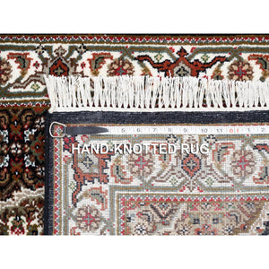 2'8"x6'6" Hand Knotted Black Tabriz Mahi Fish Medallion Design Wool Oriental Runner Rug FWR374976