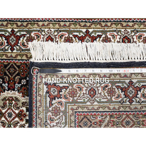 3'x5'5" Wool Fish Medallion Design Tabriz Mahi Black Hand Knotted Oriental Rug FWR374982