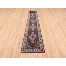 Load image into Gallery viewer, 2&#39;6&quot;X16&#39;3&quot; Tabriz Mahi Fish Medallion Design Red Hand Knotted Wool And Silk Oriental XL Runner Rug FWR375054