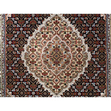 Load image into Gallery viewer, 3&#39;2&quot;x5&#39;6&quot; Black Wool Fish Medallion Design Tabriz Mahi Hand Knotted Oriental Rug FWR375198