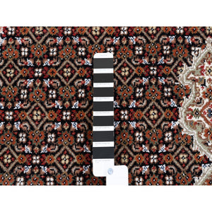 5'7"x9' Hand Knotted Black Wool Fish Medallion Design Tabriz Mahi Oriental Rug FWR375306