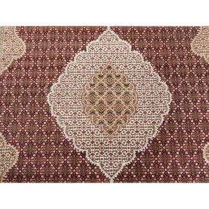8'3"x11'4" Red Fish Medallion Design Tabriz Mahi Wool Hand Knotted Oriental Rug FWR375648