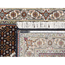 Load image into Gallery viewer, 3&#39;10&quot;x6&#39; Hand Knotted Black Tabriz Mahi Fish Medallion Design Wool Oriental Rug FWR375714