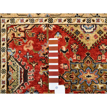 Load image into Gallery viewer, 4&#39;1&quot;x6&#39; Red With A Mix Of Gold Karajeh Design Organic Wool Hand Knotted Oriental Rug FWR375906