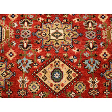 Load image into Gallery viewer, 4&#39;1&quot;x6&#39; Red With A Mix Of Gold Karajeh Design Organic Wool Hand Knotted Oriental Rug FWR375906