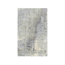 Load image into Gallery viewer, 3&#39;x5&#39; Abstract with Mosaic Design Taupe Wool and Silk Hand Knotted Persian Knot Oriental Rug FWR376116