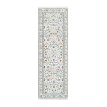 Load image into Gallery viewer, 2&#39;8&quot;x8&#39; Ivory All Over Flower Design 250 KPSI Nain Hand Knotted Pure Wool Runner Fine Oriental Rug FWR376242