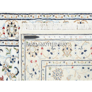 2'8"x8' Ivory All Over Flower Design 250 KPSI Nain Hand Knotted Pure Wool Runner Fine Oriental Rug FWR376242