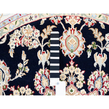 Load image into Gallery viewer, 6&#39;x6&#39; Midnight Blue Nain with Center Medallion Flower Design 250 KPSI Pure Wool Hand Knotted Round Oriental Rug FWR376626